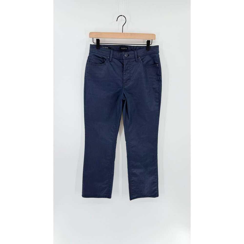 Talbots Size 4 Demi Bootcut Crop Jeans Navy Sateen Stretch Business Casual